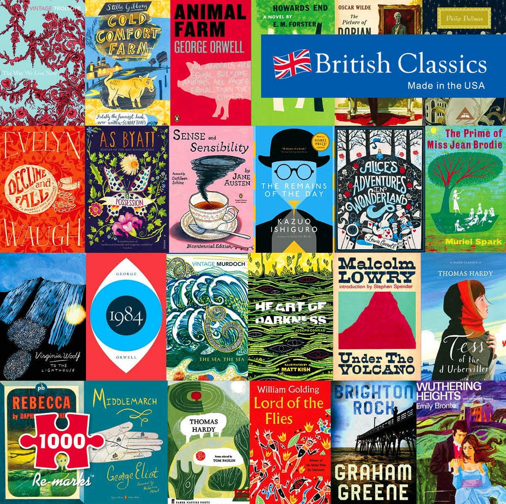 Re-Marks British Classics puzzle cover art showcases iconic titles for a stimulating family activity.