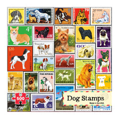 Re-marks dog postage-stamp collage puzzle cover vibrant stamps for family fun