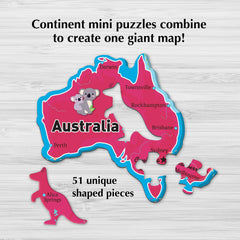 Re-Marks country-shaped pieces fit together to form a detailed global map.