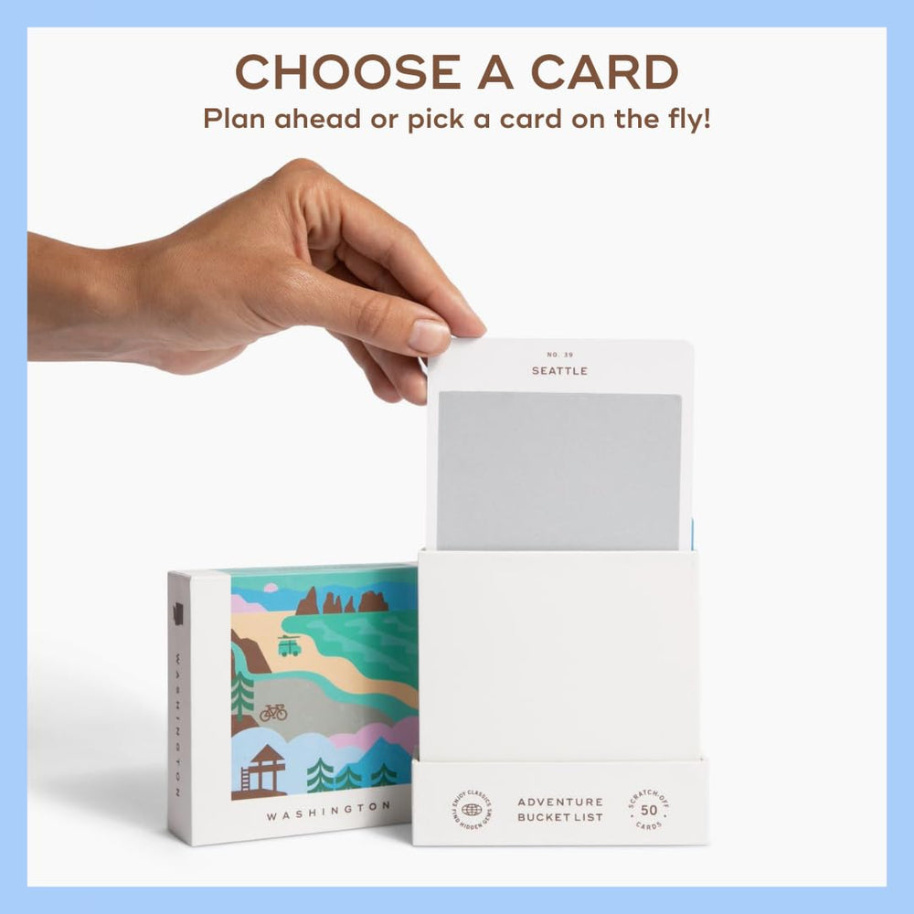 Washington adventure card by Reach International Outfitters highlighting Anacortes and Seattle