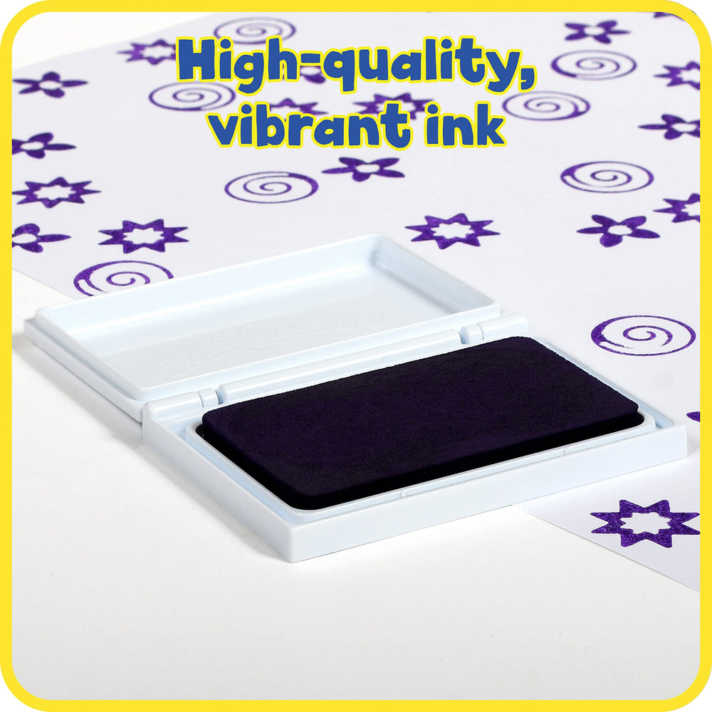 Purple non-toxic stamp pad designed for ages 3+ safety.