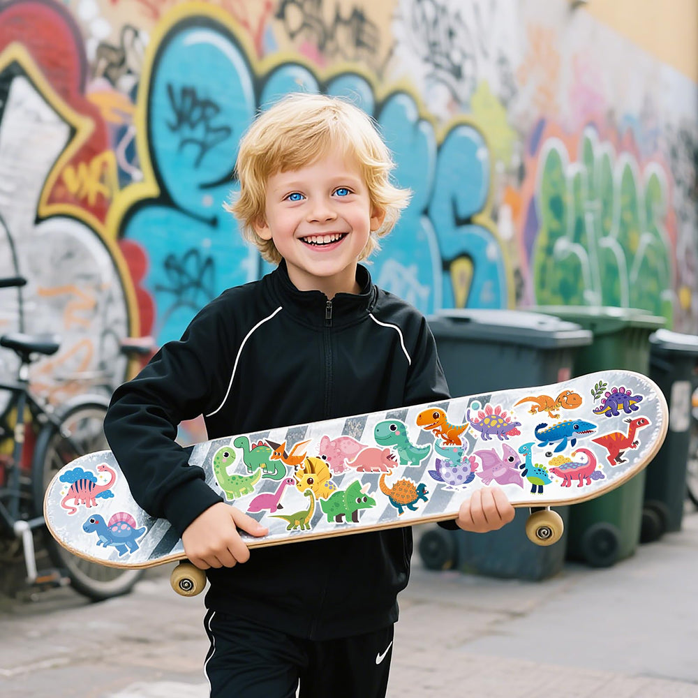 Reaeon pre-cut dino stickers for easy peel and stick on clean surfaces.