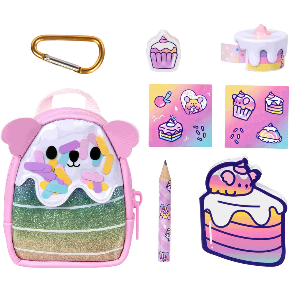 REAL LITTLES Scented mini stationery surprises inside backpack for desk play.