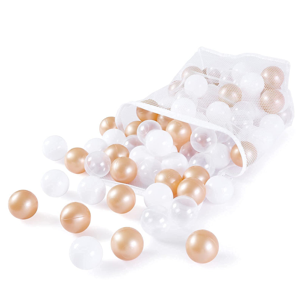Realhaha ball pit balls stored in a mesh bag for quick cleanup