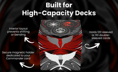 Realm Guard deck box soft microfiber interior cushions cards during transport.