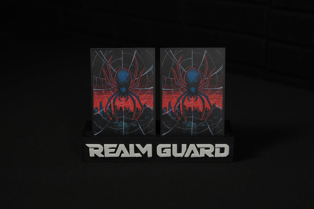 Realm Guard 100-count Spider sleeves protect MTG cards and support easy, reliable handling.