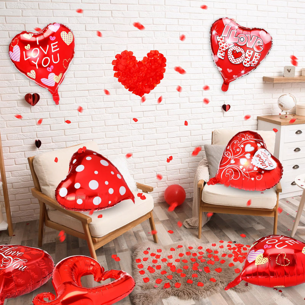 Realspring romantic table setup with balloons and petals