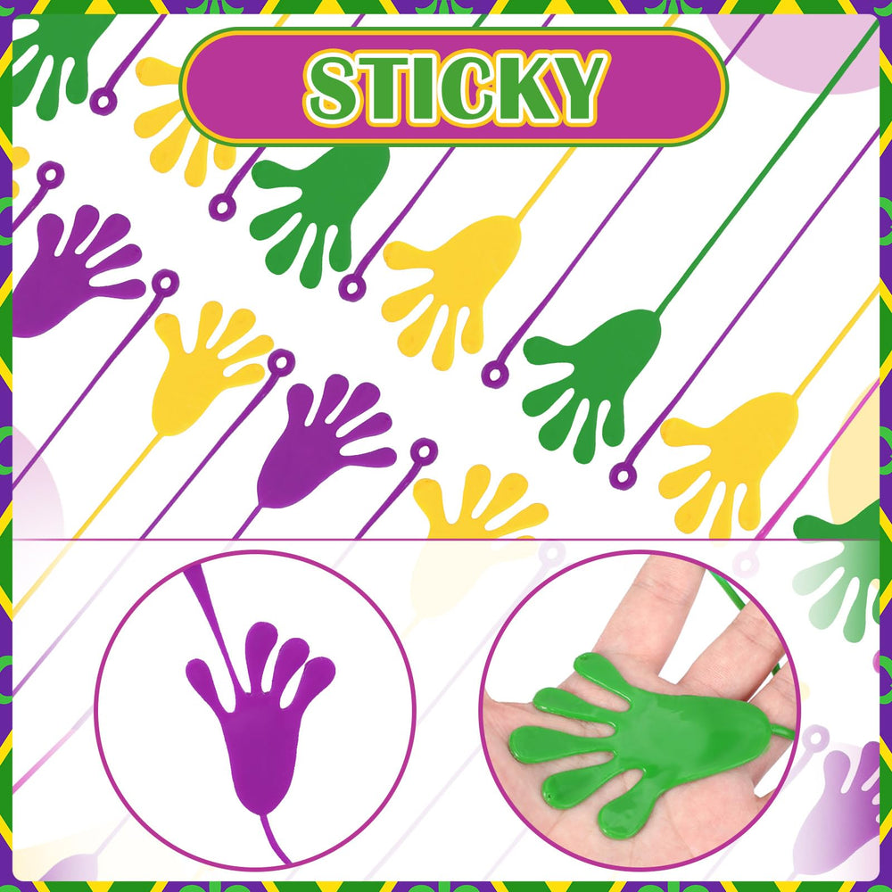 RealSpring Mardi Gras sticky hands in gold for carnival prizes and classroom activities