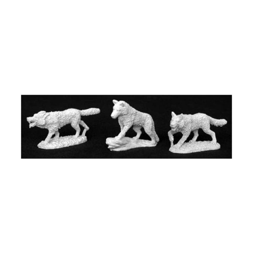Reaper Wolf Pack miniature in 25mm heroic scale, ideal for RPGs and painting.