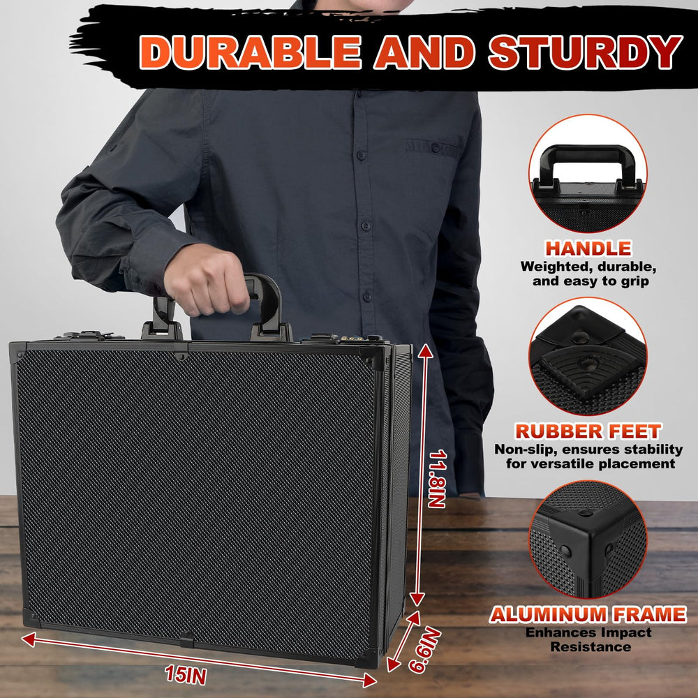 Durable exterior with aluminum frame and reinforced corners