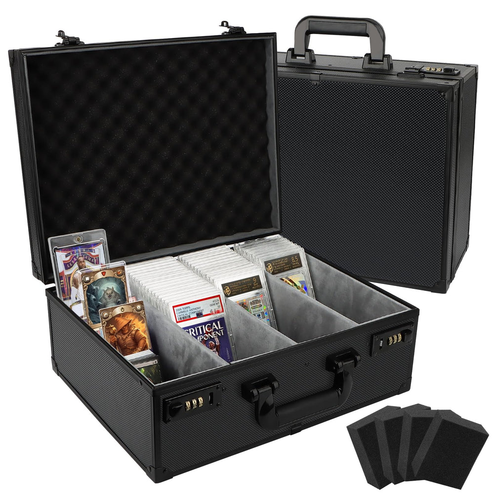 REAQUE graded card storage box front view shows sturdy build and capacity