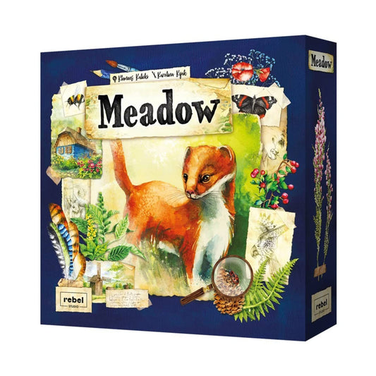 Rebel Studio Meadow Board Game cover showing nature-themed strategy for family game night.