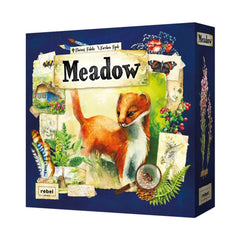 Rebel Studio Meadow Board Game cover showing nature-themed strategy for family game night.