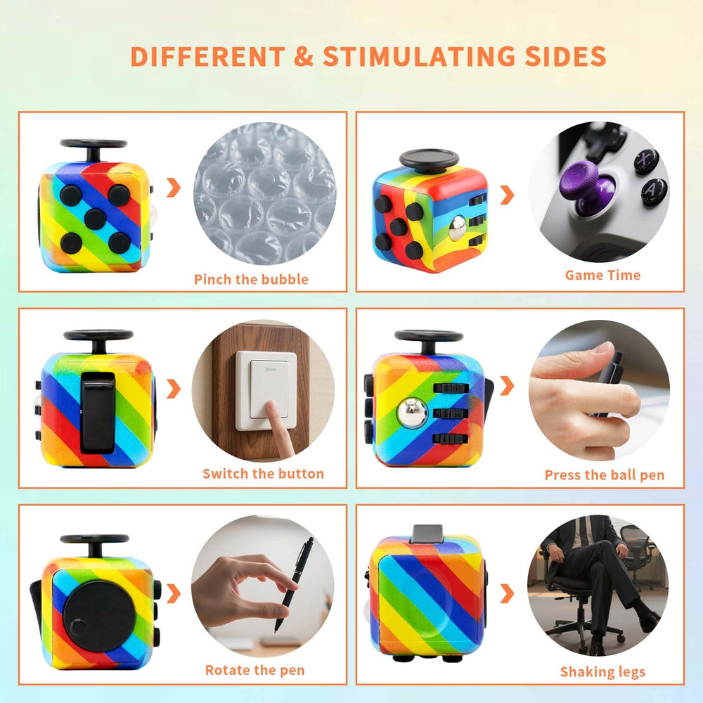 RE:BLEU fidget cube six-sides design for versatile tactile engagement