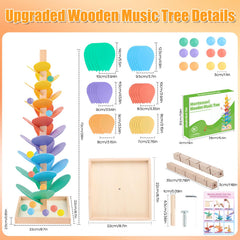 RECEKA wooden ball drop tree assembled, showcasing durable pillars and rich wood grain.