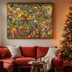 RECHIATO Animal Paradise puzzle completed assembly reveals vibrant cartoon scene for family enjoyment