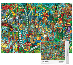 RECHIATO dinosaur park puzzle 1000-piece assembly for adults and families.