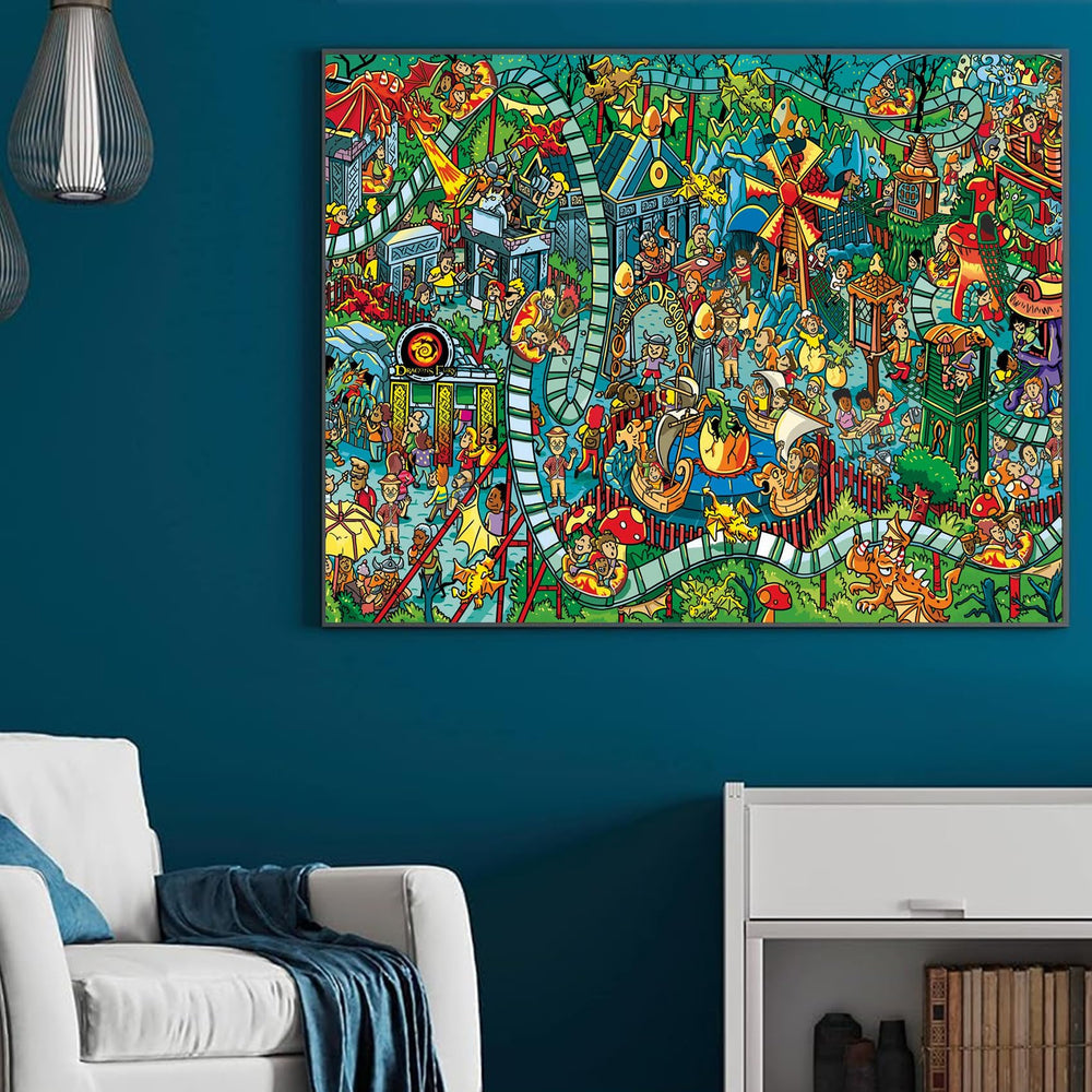 RECHIATO dinosaur park puzzle artwork with vibrant colors for engaging sessions.