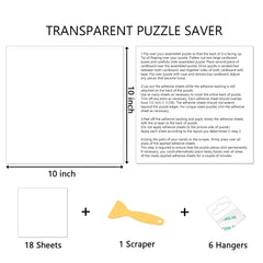 RECHIATO puzzle glue sheets back-of-puzzle application close-up for smooth adhesion.
