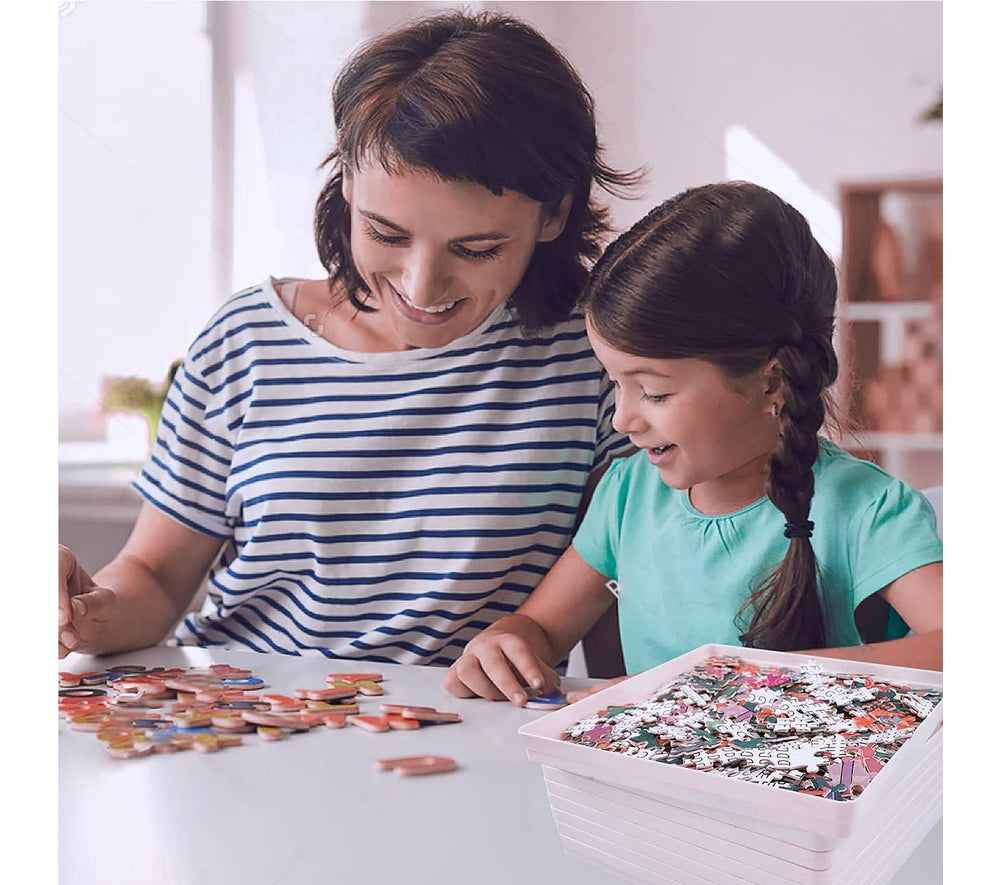 RECHIATO stackable puzzle tray organizer neatly nested to save space.