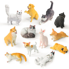 RECUR cats and dogs figurines set, hand-painted mini pets for cake toppers and desks