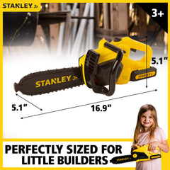 Red Toolbox Stanley Jr chainsaw yellow realistic sounds enhance outdoor pretend play.