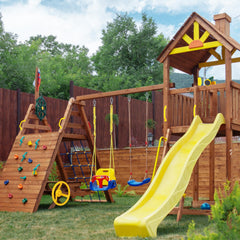 RedSwing backyard playground assembly demonstrates quick setup