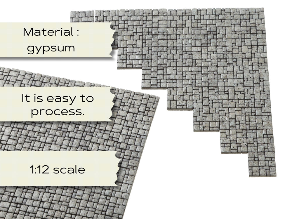 REDUCIO! 1:12 scale tile set fits dollhouses and dioramas for creative layouts.