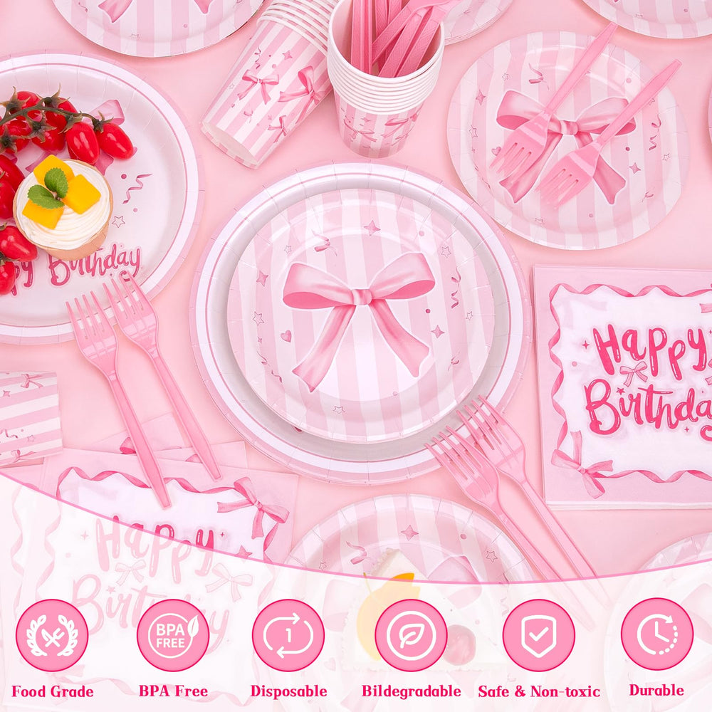 REDWORD pink bow forks ensure clean bites at every slice.