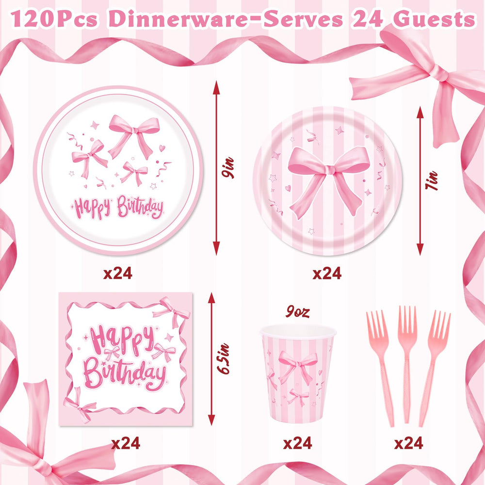 REDWORD pink bow napkins provide soft color accents and convenient cleanup.