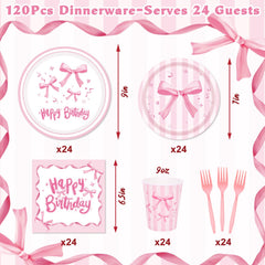 REDWORD pink bow napkins provide soft color accents and convenient cleanup.