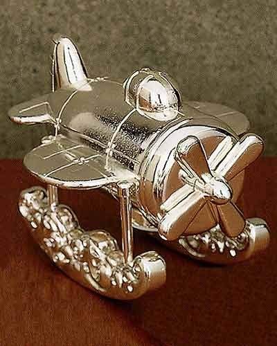 Reed & Barton 624 Zoom Zoom airplane coin bank propeller turns, a fun way to encourage saving