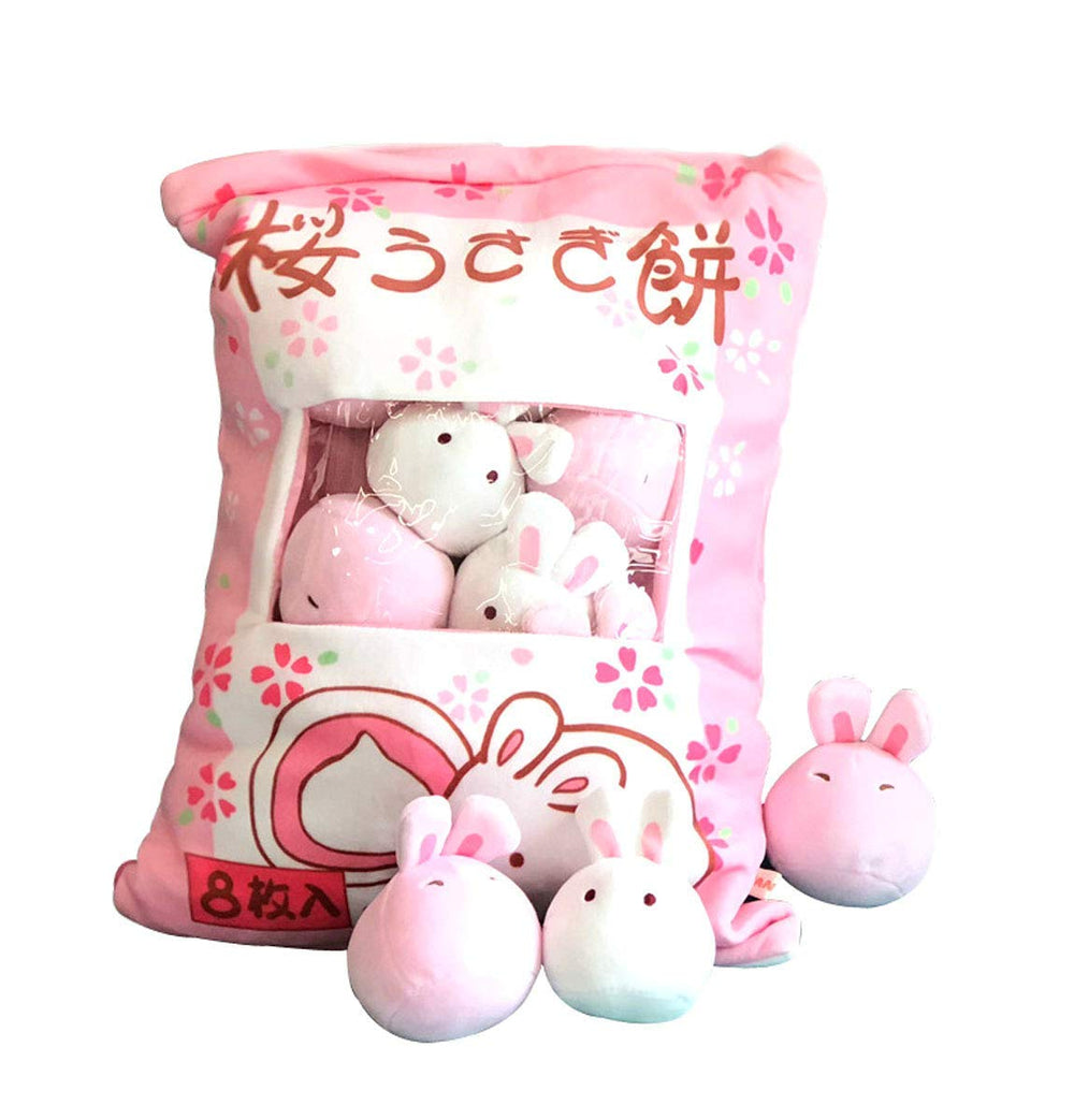 REFAHB bunny plush pillow with eight mini bunnies for cozy decor and playful charm.