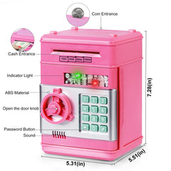 Refasy piggy bank pink coin storage capacity shows room for savings.