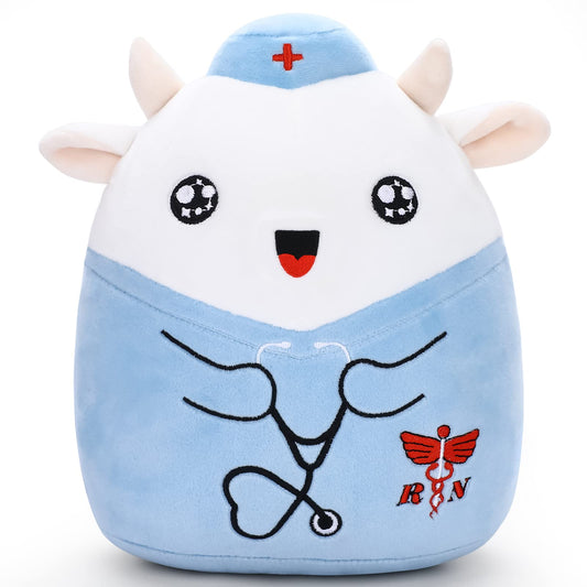 Refavor Nurse Cow plush 8in navy hat, ideal as a thoughtful nurse gift.