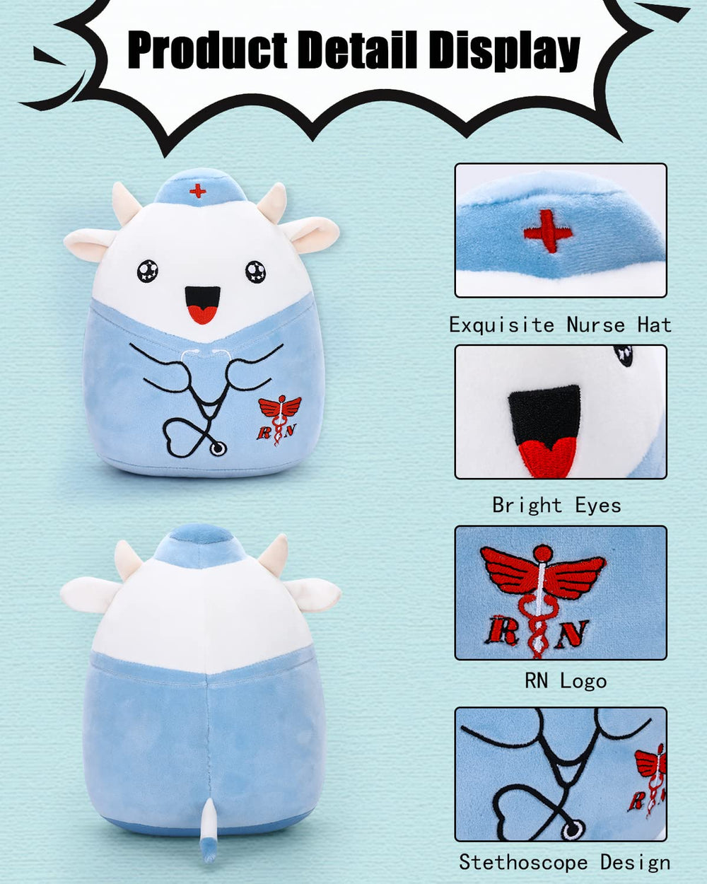 Refavor Nurse Cow plush face detail highlights soft fabric and cuddle appeal.