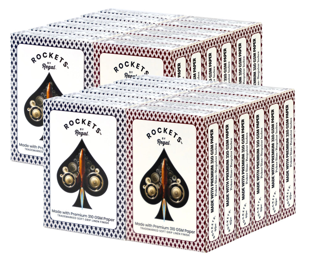 Regal Games 24-deck bulk packaging demonstrates ample supply for clubs and events.