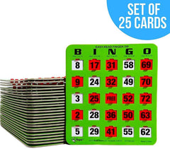 Regal Games bingo cards sliding windows green durable 4-ply construction.