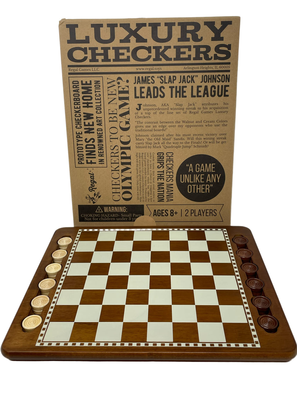 Checkers storage grooves keep pieces organized during games.