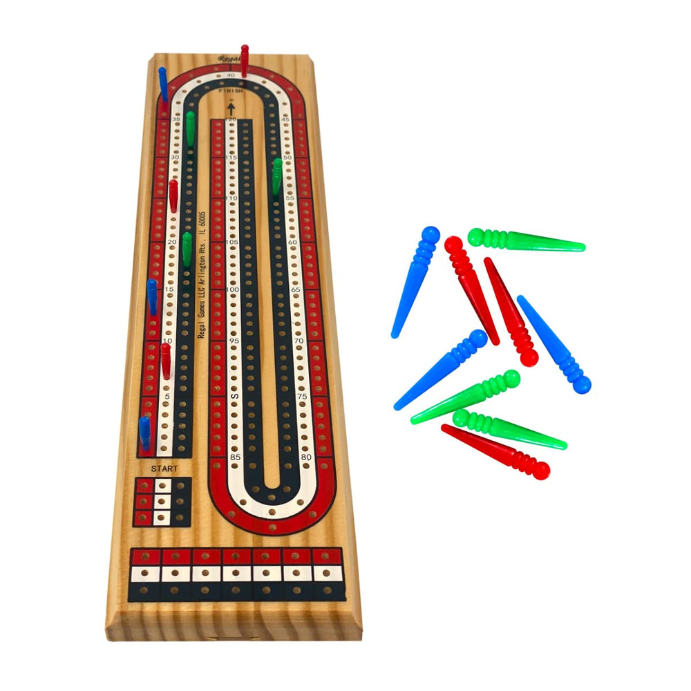 Regal Games cribbage board folded for compact storage and travel.