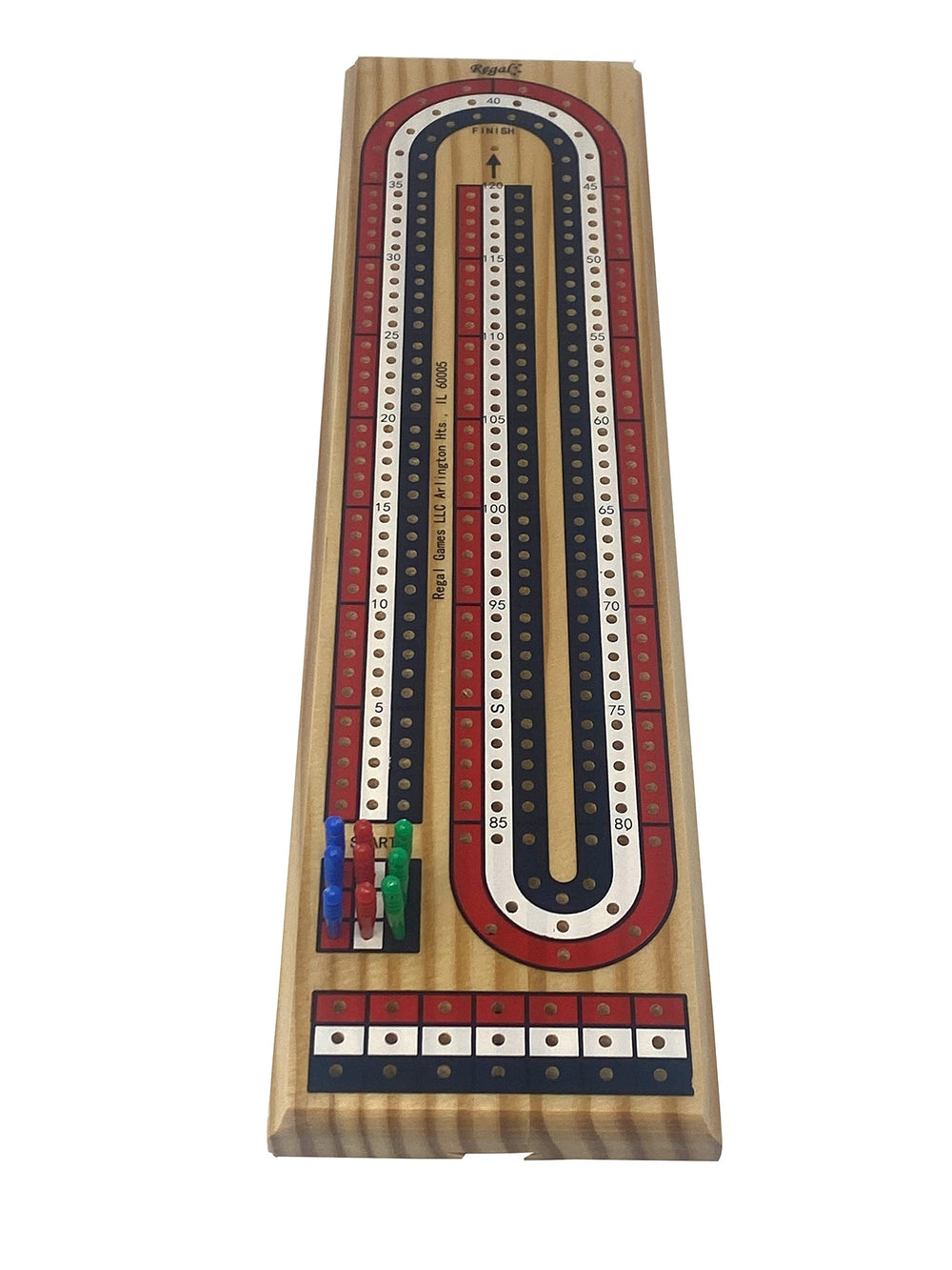 Regal Games cribbage board with carrying case ready for travel.