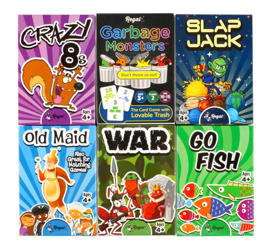 Regal Games Go Fish deck for kids, large, colorful cards ideal for learning numbers and family play.
