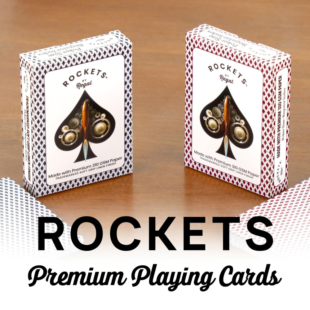 Regal Games Rockets 310 GSM linen finish cards viewed up close