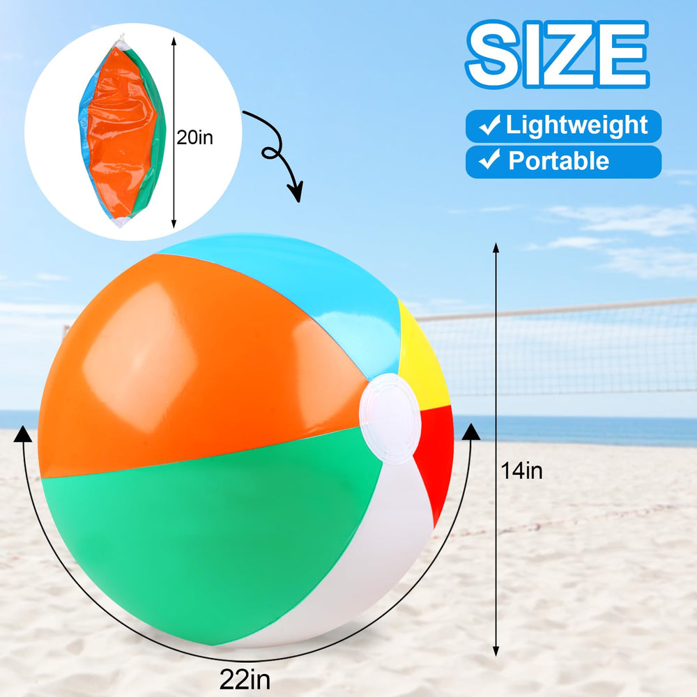 REGUICORP beach ball inflated size display with rainbow panels for kicking and tossing