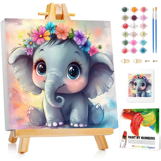 Reivworl elephant paint-by-numbers canvas for young artists