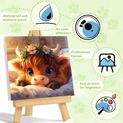 Child painting with Reivworl numbers on canvas for creative activity