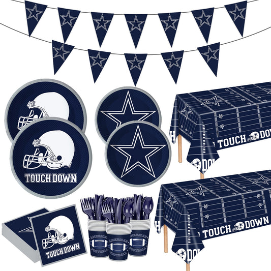 Rejoice Bunny 122pc football party tableware set for game day use