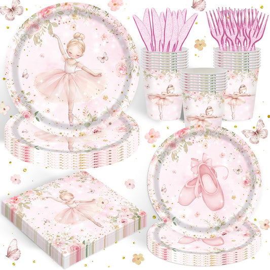 Rejoice Bunny ballerina plates 9-inch create a vibrant birthday table.