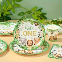 Rejoice Bunny wild one forest theme tableware for cohesive party decorations