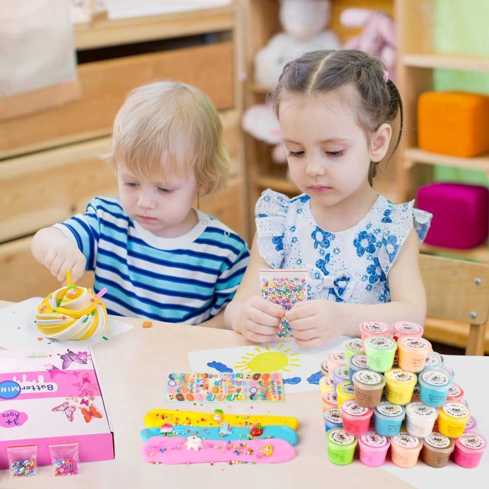 Remethsu Butter Slime Kit 68-pack designed for kids 4+ with elastic, creative textures.